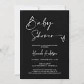 Invitation Baby shower noir moderne simple QR Code photo (Devant)