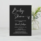 Invitation Baby shower noir moderne simple QR Code photo (Debout devant)
