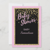 Invitation Baby shower noir rose à la mode fait sur commande (Dos)