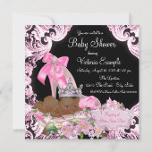 Invitation Baby shower noir rose de la princesse africaine (Dos)