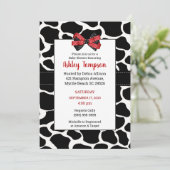 Invitation Baby shower noir rouge pour vache (Debout devant)
