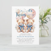 Invitation BABY SHOWER Nounours DES Ballons Bleus DOUCES (Debout devant)