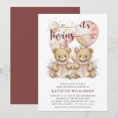 Invitation BABY SHOWER Nounours DES Ballons roses DOUCES (Devant / Derrière)