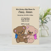 Invitation Baby shower nounours et Motif (Debout devant)