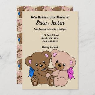 Invitation Baby shower nounours et Motif