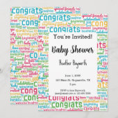 Invitation Baby shower Nouveau Bébé Félicitations (Devant / Derrière)