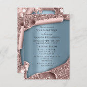 Invitation Baby shower Nouveau Garçon Pieds Glam Rose Bleu 3D (Devant / Derrière)