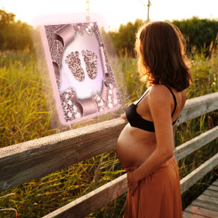 Invitation Baby shower Nouveau Garçon Pieds Glam Rose Pastel