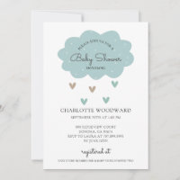 Invitation Baby shower nuage bleu pluvieuse