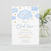 Invitation Baby Shower Nuage Bleu Rêveur Nine (Debout devant)