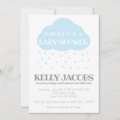 Invitation Baby shower nuage de pluie bleue avec l'invitation (Devant)