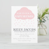 Invitation Baby shower nuage de pluie rose avec l'invitation  (Debout devant)