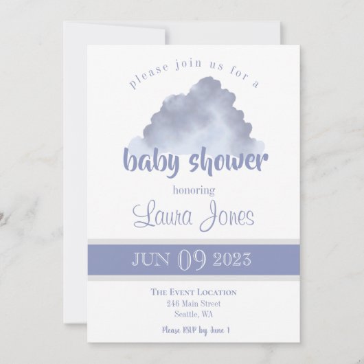 Invitation Baby shower nuage neutre pour les femme (Devant)