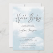 Invitation Baby shower nuage pastel gris nuages baby shower (Devant)