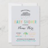 Invitation Baby shower Nuage Saupoudrer Parapluie révélation  (Devant)