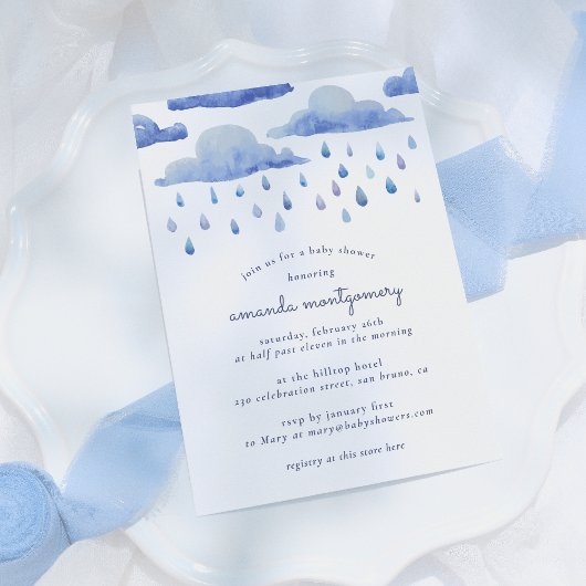 Invitation Baby shower nuages aquarelle