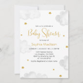 Invitation Baby shower nuages aquarelle (Devant)