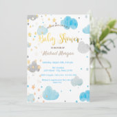 Invitation Baby shower Nuages et Etoiles (Debout devant)