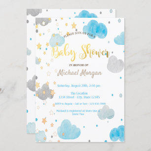 Invitation Baby shower Nuages et Etoiles