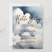 Invitation Baby shower nuages gris baby shower nuage (Devant)