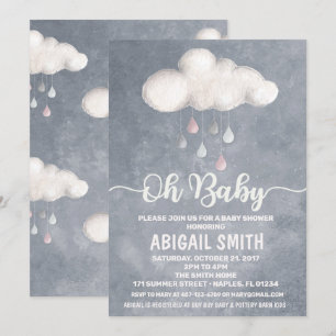 Invitation Baby shower nuageux Raindrop Love
