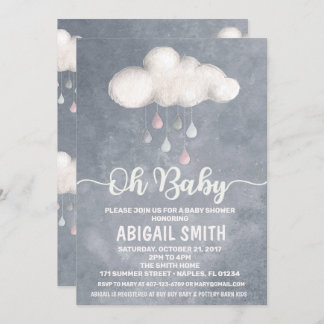 Invitation Baby shower nuageux Raindrop Love