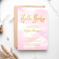 Baby shower nuageux rose et or