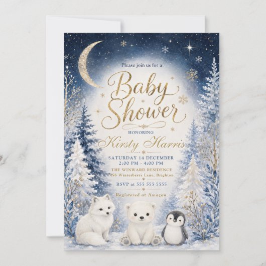 Invitation Baby Shower Nuit d'Hiver (Devant)
