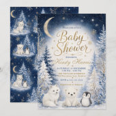 Invitation Baby Shower Nuit d'Hiver (Devant / Derrière)