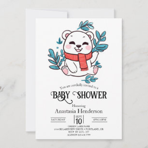 Invitation Baby shower numérique à oreille polaire mignonne