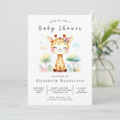 Invitation Baby shower numérique Boho Giraffe (Debout devant)
