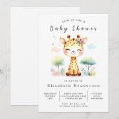 Invitation Baby shower numérique Boho Giraffe (Devant / Derrière)
