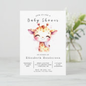 Invitation Baby shower numérique Boho Giraffe (Debout devant)