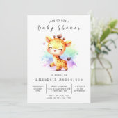 Invitation Baby shower numérique Boho Giraffe (Debout devant)
