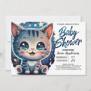 Invitation Baby shower numérique Boho Kitten