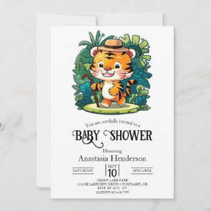 Invitation Baby shower numérique Boho Lovely Tiger