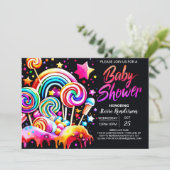 Invitation Baby shower numérique Candyland (Debout devant)