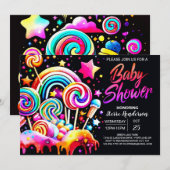 Invitation Baby shower numérique Candyland (Devant / Derrière)