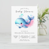 Invitation Baby shower numérique chic pour baleines (Debout devant)