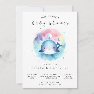 Invitation Baby shower numérique chic pour baleines