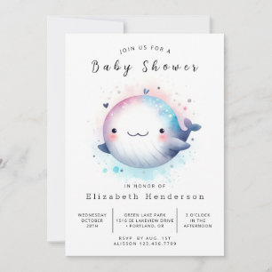 Invitation Baby shower numérique classique pour baleines