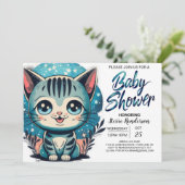 Invitation Baby shower numérique Cute Kitten (Debout devant)