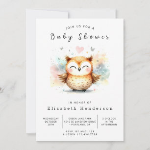 Invitation Baby shower numérique de la chouette des arbres