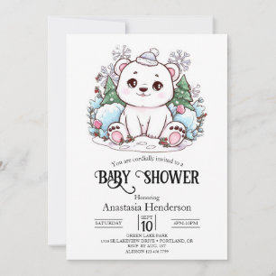 Invitation Baby shower numérique de l'ours polaire hivernal m