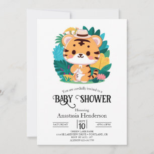 Invitation Baby shower numérique de petit tigre enchanté