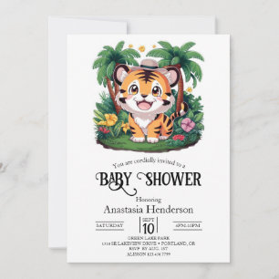 Invitation Baby shower numérique de tigre coloré Boho