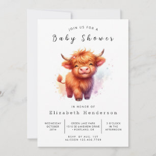 Invitation Baby shower numérique de vache de veau de grange