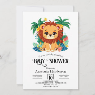 Invitation Baby shower numérique Lion coloré simple