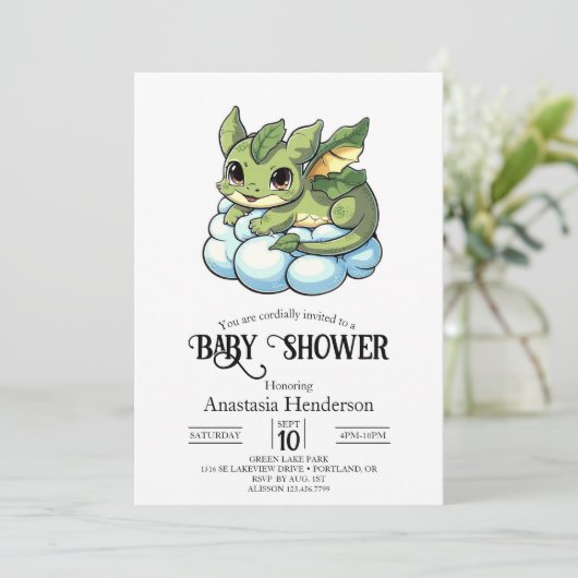 Invitation Baby shower numérique miniature unique (Debout devant)