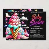 Invitation Baby shower numérique moderne Sundae (Devant / Derrière)